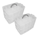 2 PCS Three Layer Storage Box Multi-grid Makeup Organizer Vanity