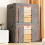 Storage Bins with Metal Frame Stackable Foldable Clothes Organizer - 2Pk