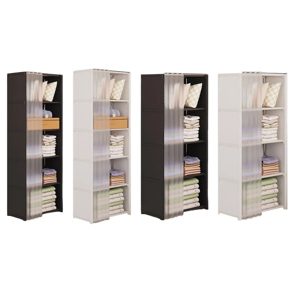 Clothes Closet Wardrobe Portable Rack Storage Organizer Movable w/ Shelves - Image 1
