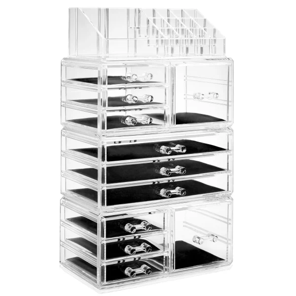 Large Acrylic Cosmetic Makeup Organizer Jewelry Drawer Storage Box Display Case