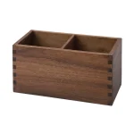 Natural Walnut Wood Makeup Brushes Storage Holder Cube Cosmetic Tools Organizer - Image 2