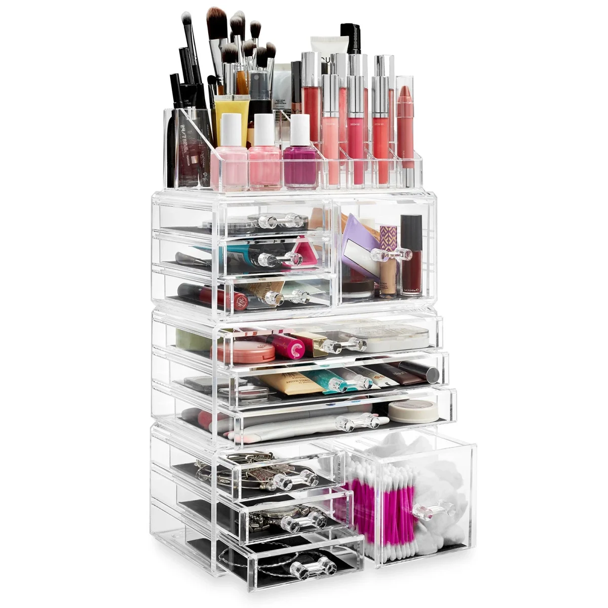 Large Acrylic Cosmetic Makeup Organizer Jewelry Drawer Storage Box Display Case - Image 3