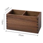 Natural Walnut Wood Makeup Brushes Storage Holder Cube Cosmetic Tools Organizer - Image 4
