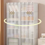 Clothes Closet Wardrobe Portable Rack Storage Organizer Movable w/ Shelves - Image 4